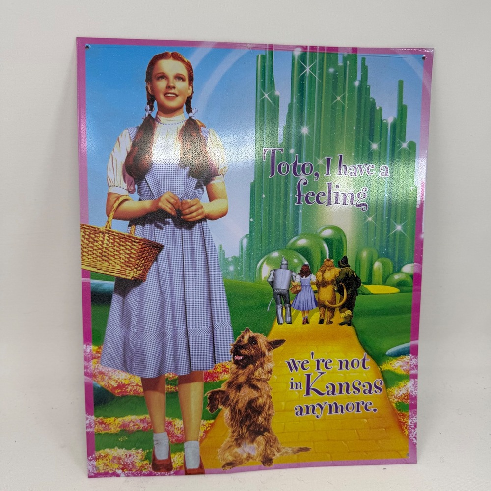 Wizard of Oz Tin‎ Sign Dorothy Toto Emerald City Kansas Quote 16x12.5 Metal Art